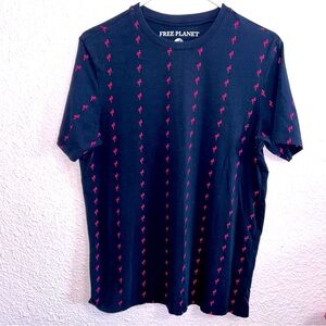 Free Planet Men’s Small Blue Flamingo Tee Shirt